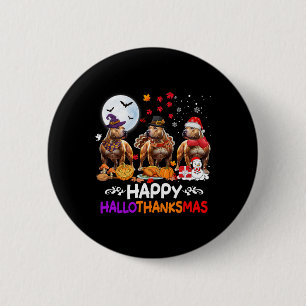 Badge Rond 5 Cm Pitbull Chien Noël Hallothankmas Joyeux Thanksgi