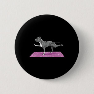 Badge Rond 5 Cm Pitbull faisant du Yoga Pitbull drôle amateur de c
