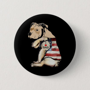 Badge Rond 5 Cm Pitbull I Love Papa Tattoo Fête des pères