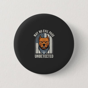 Badge Rond 5 Cm Pitbull Patriotique Chien de Garde