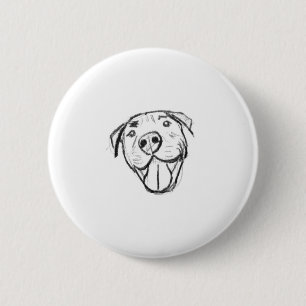 Badge Rond 5 Cm pitbull souriant dessiné à la main numérique