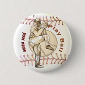 Badge Rond 5 Cm Pitcher Play Baseball (Devant)