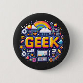 Badge Rond 5 Cm Pixel-Geek : L’Odysée Numérique (Devant)
