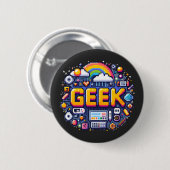 Badge Rond 5 Cm Pixel-Geek : L’Odysée Numérique (Devant & derrière)