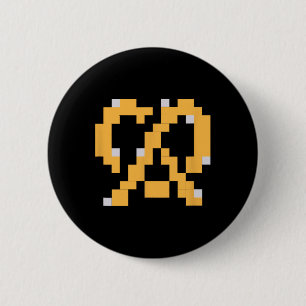 Badge Rond 5 Cm Pixel Pretzel jeu vidéo des années 80 Halloween gr