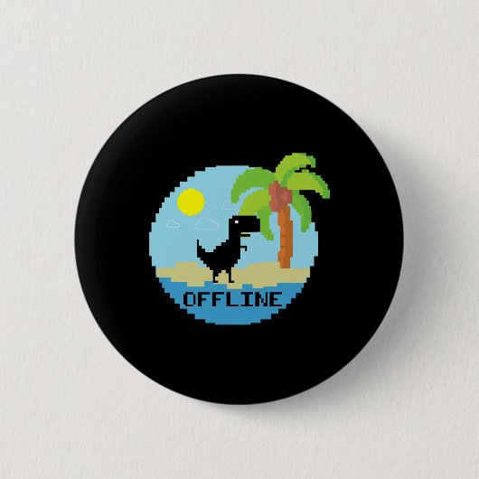 Badge Rond 5 Cm Pixelated Dinosaur Vacation Tech Enthusiasts Coder (Devant)