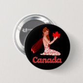 Badge Rond 5 Cm Pixie canadienne avec feuille d'érable (Devant & derrière)