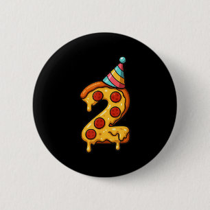 Badge Rond 5 Cm Pizza 2e anniversaire 2 ans Vieux parti Casquette