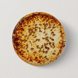 Badge Rond 5 Cm Pizza au fromage et saucisse