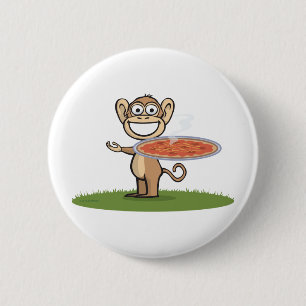 Badge Rond 5 Cm Pizza de singe