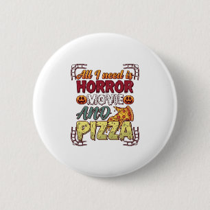 Badge Rond 5 Cm Pizza Film d'Horreur Halloween Citrouille Crâne Tr