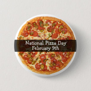 Badge Rond 5 Cm Pizza jour bouton national de vacances du 9