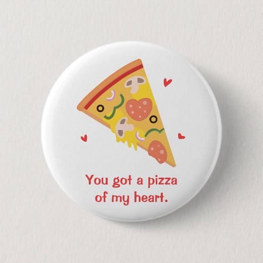 Badge Rond 5 Cm Pizza mignonne de mon humour d'amour de calembour (Devant)