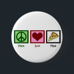 Badge Rond 5 Cm Pizza Peace Love<br><div class="desc">La pizza est mon repas préféré. Mmm pepperoni,  champignons et fromage. Qu'est-ce qu'il ne faut pas aimer ?</div>