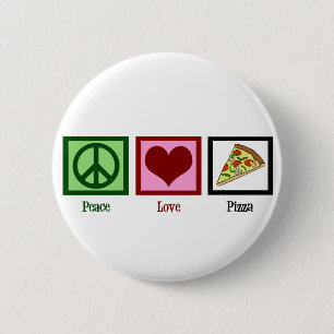 Badge Rond 5 Cm Pizza Peace Love