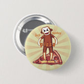 Badge Rond 5 Cm Pizza Singe Chaussette (Devant & derrière)