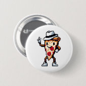 Badge Rond 5 Cm Pizza Slice Dansant - Pixel Drôle Art Conception a (Devant & derrière)