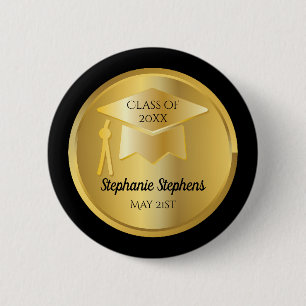 Badge Rond 5 Cm Plafond d'or sur dégradé d'or Noir
