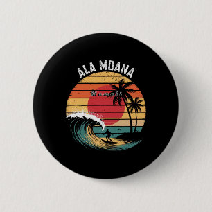 Badge Rond 5 Cm Plage Ala Moana Hawaï Surf sur la plage