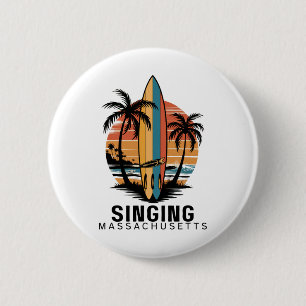 Badge Rond 5 Cm Plage chantante Machusetts Surf Surfiste