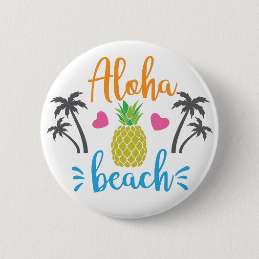 Badge Rond 5 Cm Plage d'Aloha (Devant)