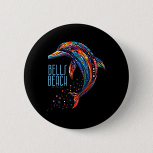 Badge Rond 5 Cm Plage de Bells Australie Surfeur Vintage Surf Rétr