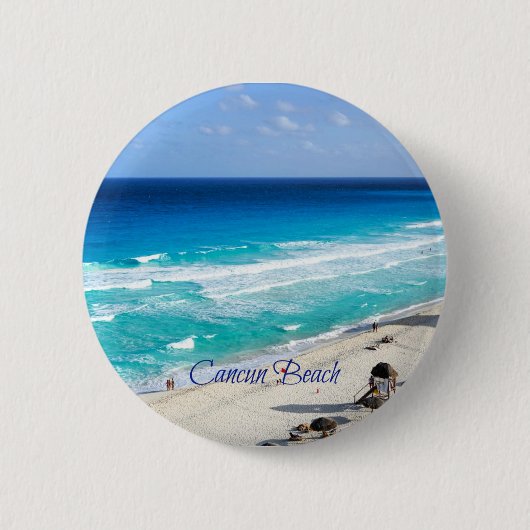 Badge Rond 5 Cm Plage de Cancun, Mexique (Devant)