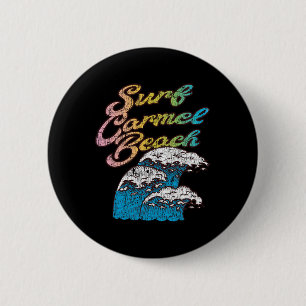 Badge Rond 5 Cm Plage de Carmel, Surf Rétro Vintage Style 60s 70s