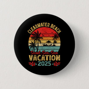 Badge Rond 5 Cm Plage de Clearwater Floride Sable Mer Soleil Vacan
