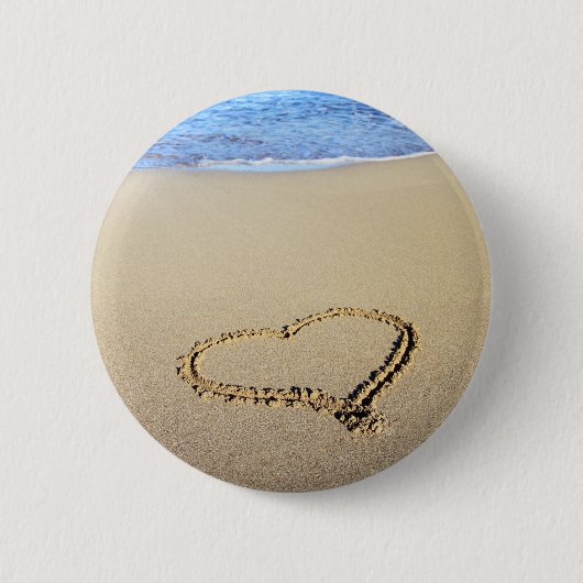 Badge Rond 5 Cm Plage de coeur d'amour (Devant)