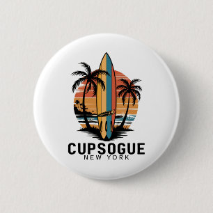 Badge Rond 5 Cm Plage de Cupsogue New York Surfant Surfeur