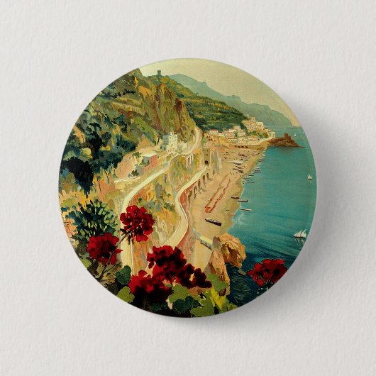 Badge Rond 5 Cm Plage de la côte italienne d'Amalfi (Devant)