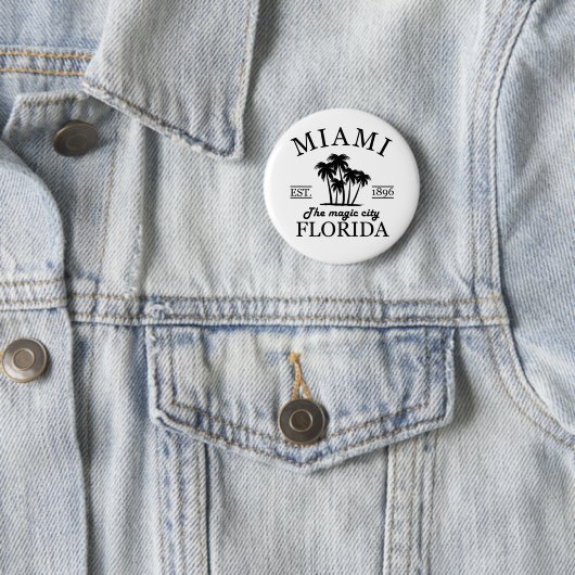 Badge Rond 5 Cm Plage de Miami City en Floride (En situation)