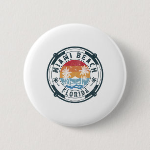Badge Rond 5 Cm Plage de Miami Floride Vacances d'été Vintage Couc