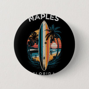 Badge Rond 5 Cm Plage de Naples Floride Hommes Femmes Surfant