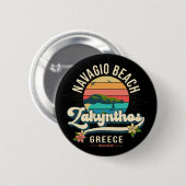 Badge Rond 5 Cm Plage de Navagio, Zakynthos, Grèce (Devant & derrière)