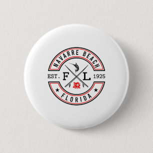 Badge Rond 5 Cm Plage de Navarre Floride Fl Rétro Surfeur Devant l