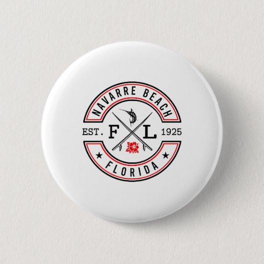 Badge Rond 5 Cm Plage de Navarre Floride Fl Rétro Surfeur Devant l (Devant)