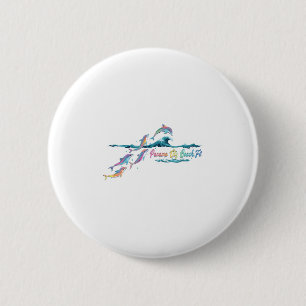 Badge Rond 5 Cm Plage de Panama City Floride Dauphin Coloré Amoure