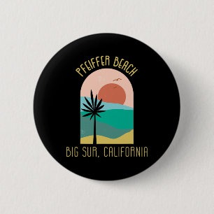 Badge Rond 5 Cm Plage de Pfeiffer Big Sur Californie - Vacances Bo
