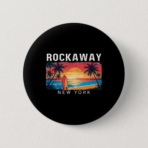 Badge Rond 5 Cm Plage de Rockaway New York Hommes Femmes Surf 