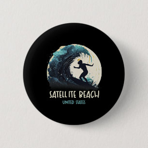 Badge Rond 5 Cm Plage de Satellite Beach États-Unis Surf Surfboard