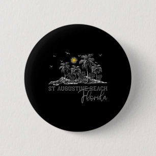 Badge Rond 5 Cm Plage de St. Augustine Floride Arbre Palmier Vinta