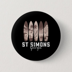 Badge Rond 5 Cm Plage de St Simons Géorgie Surfboard Hommes Femmes