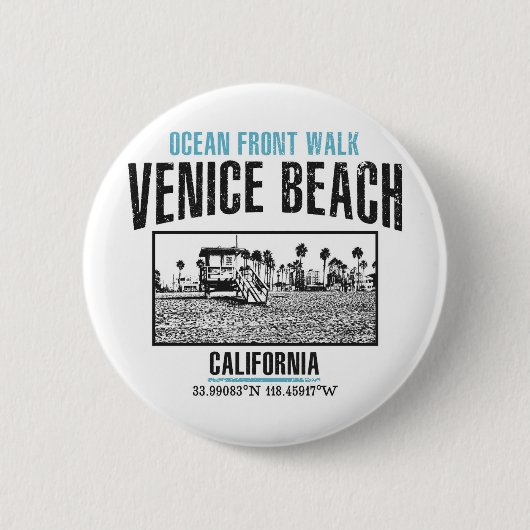 Badge Rond 5 Cm Plage de Venice (Devant)