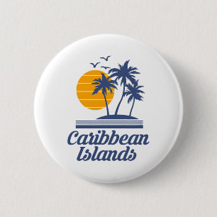 Badge Rond 5 Cm Plage des îles Caraïbes Pays Touriste Souvenir V