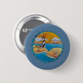 Badge Rond 5 Cm Plage d'été amusant soleil bord de mer côte (Devant & derrière)