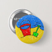 Badge Rond 5 Cm Plage étalée (Devant & derrière)