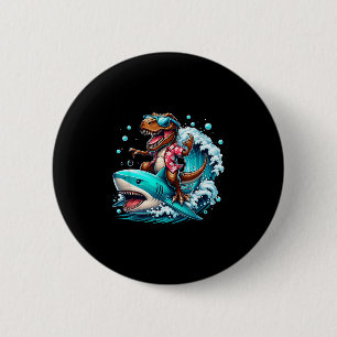 Badge Rond 5 Cm Plage Lover T-rex Dinosaur équitation Requin Surf 