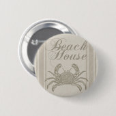 Badge Rond 5 Cm Plage Maison Crabe Plage Côte Vintage côtière (Devant & derrière)